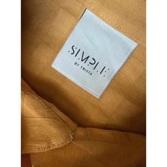 Simple by Trista Mustard Gold Marndarin Collar Chore Jacket Size Small - Picture 4 of 6